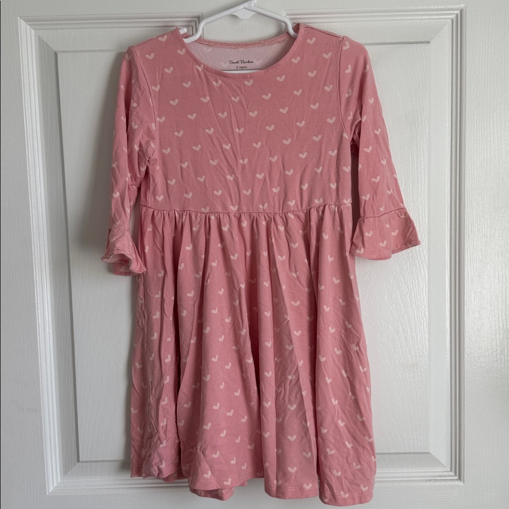 Pink Heart Pattern Dress bamboo fabric